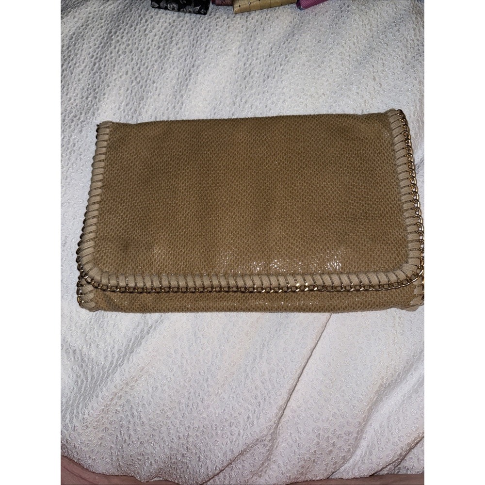 Urban Expressions Camel Faux Snakeskin Vegan Clutch No Chain Kiss Lock Close B8‎